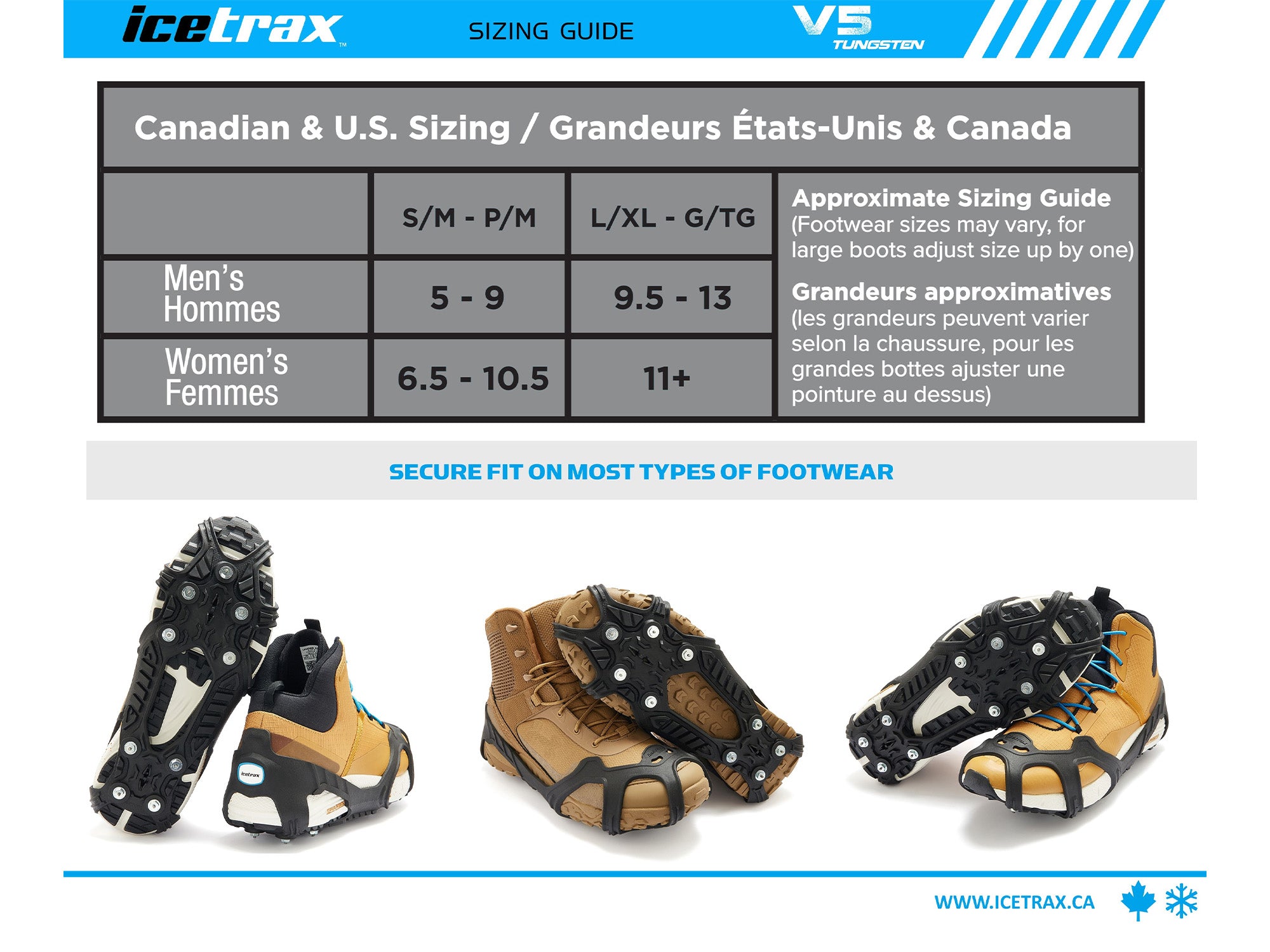 Crampons à glace en tungstène ICETRAX V5, pointes faciles à remplacer