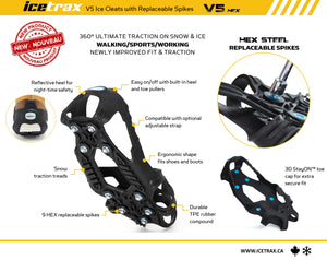 ICETRAX V5 HEX Ice Cleats, pointes faciles à remplacer