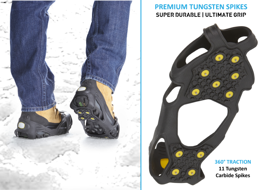 Vvikizy crampons de traction pour neige 1 paire de crampons à glace 10  dents en caoutchouc et acier inoxydable, sport materiel