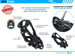 ICETRAX V5 Tungsten Ice Cleats, Easy to Replace Spikes