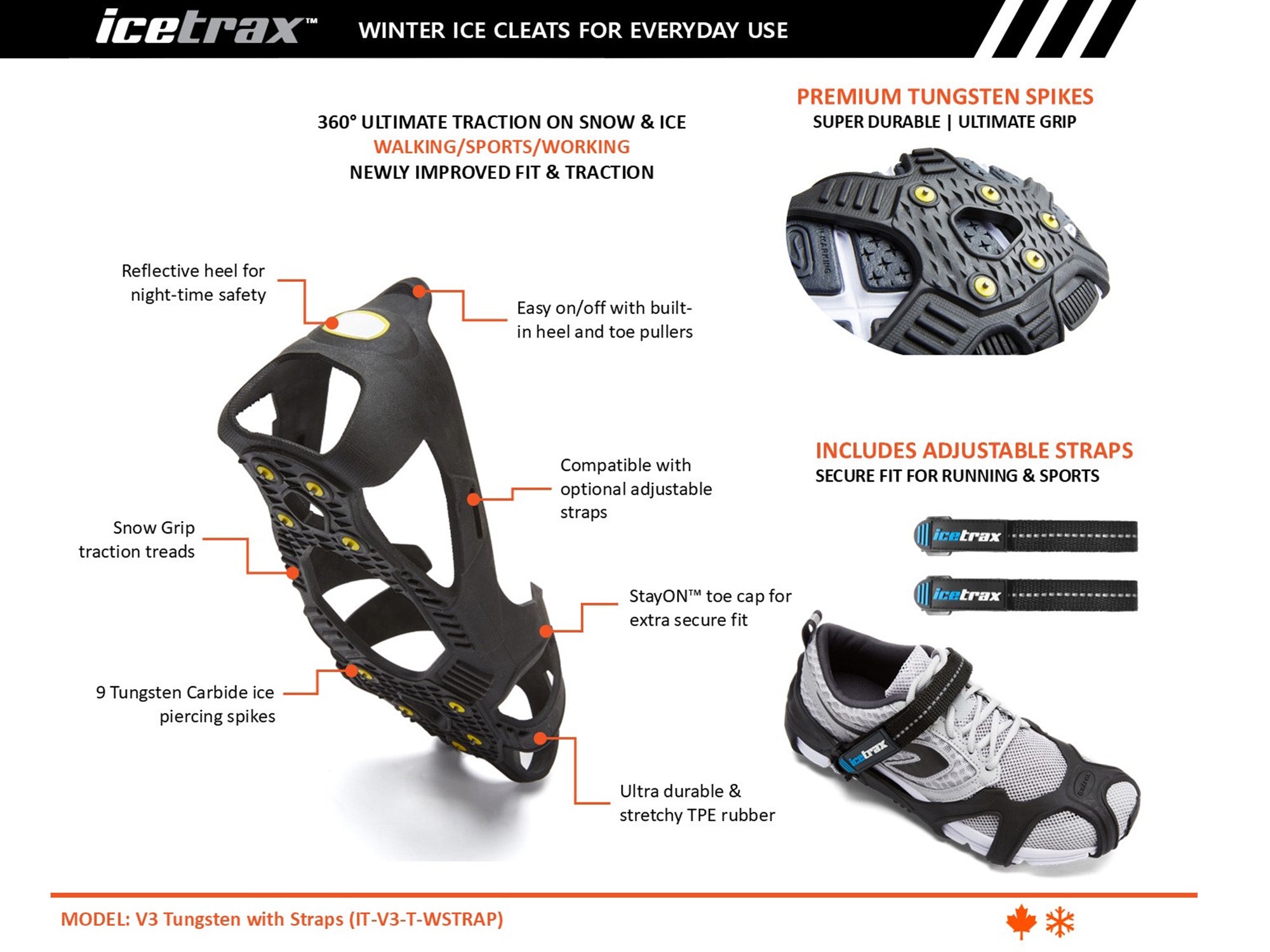ICETRAX V3 Tungsten with Straps Combo Pack