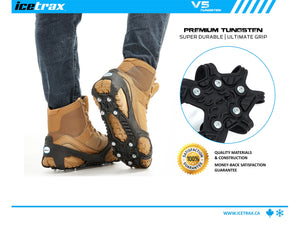 ICETRAX V5 Tungsten Ice Cleats, Easy to Replace Spikes