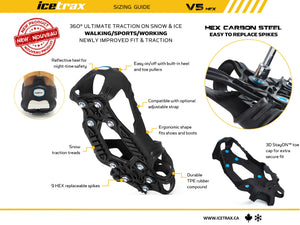 ICETRAX V5 HEX Ice Cleats, Easy to Replace Spikes