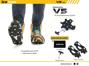 ICETRAX V5 HEX Ice Cleats, Easy to Replace Spikes