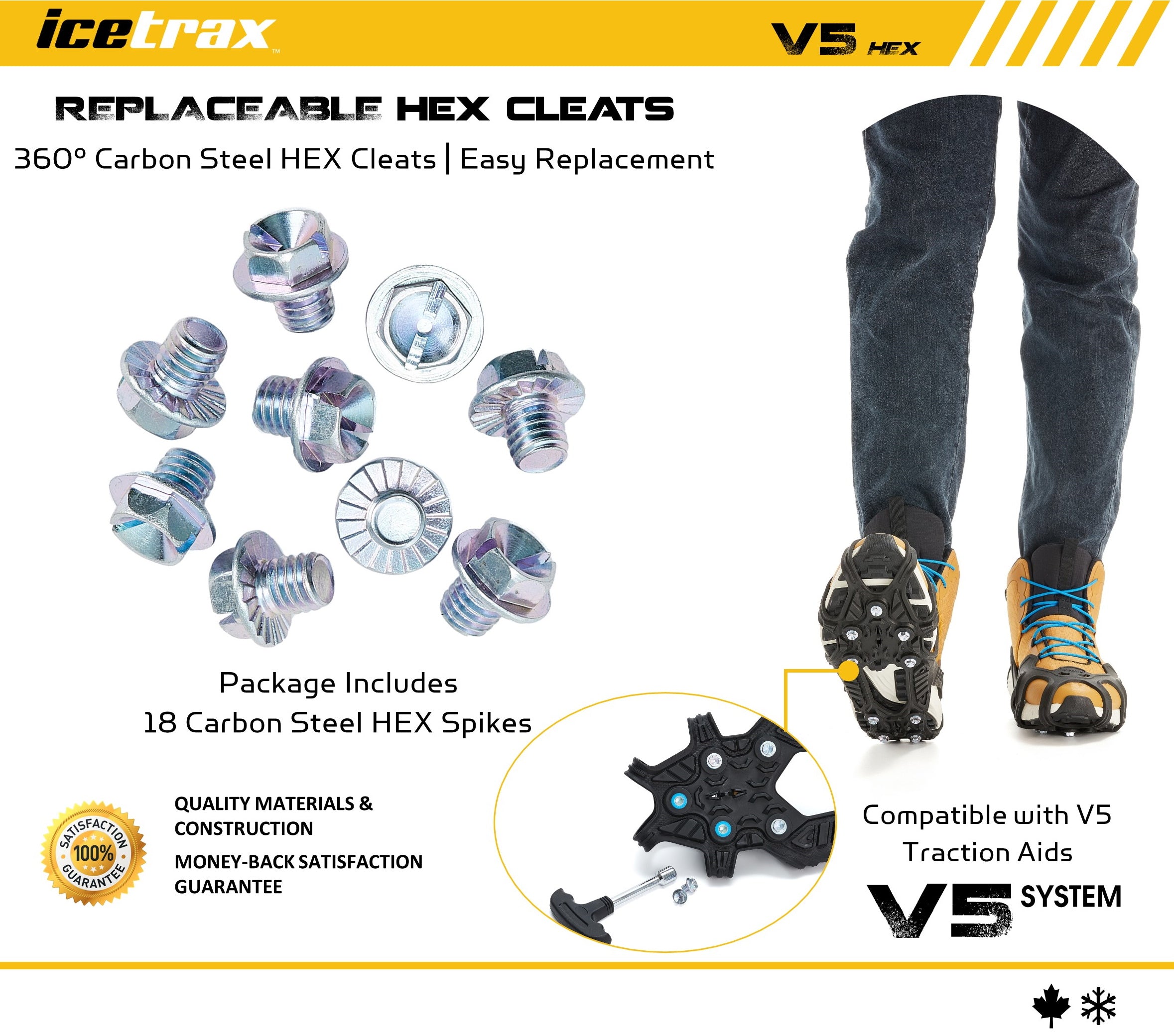 Crampons de remplacement ICETRAX HEX pour crampons à glace V5